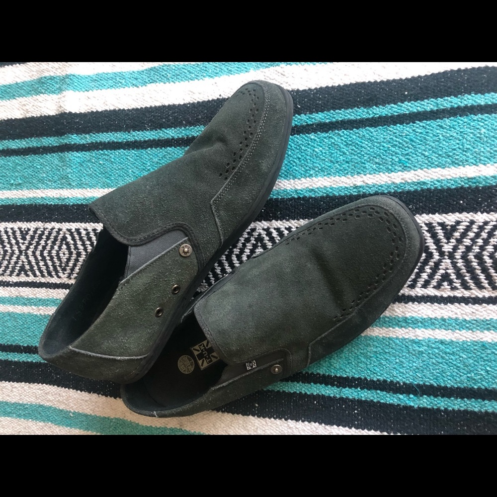 T.U.K. Suede Slip On Loafers